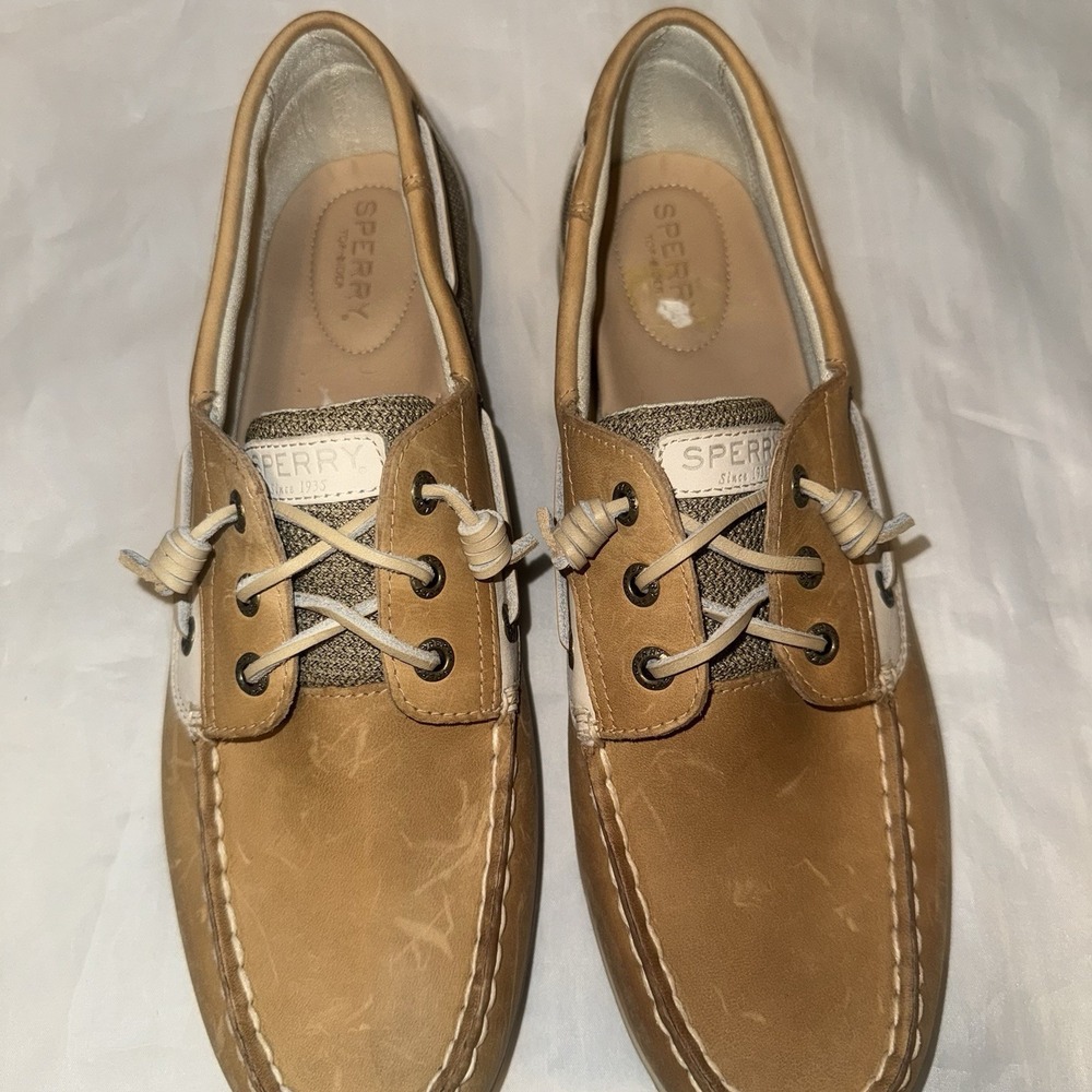 Sperry Top Sider Preppy Boat Shoes Womens Size‎ 12  Tan Leather Bluefish